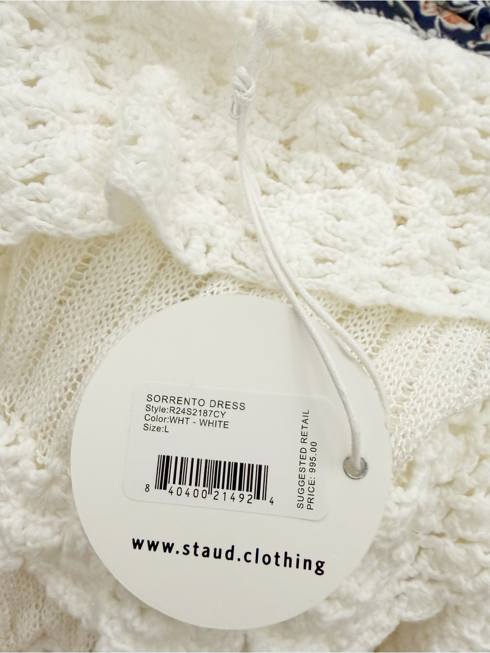 NWT STAUD Sorrento Crochet Knit Tiered Maxi Dress in White Sz L - Picture 11 of 17
